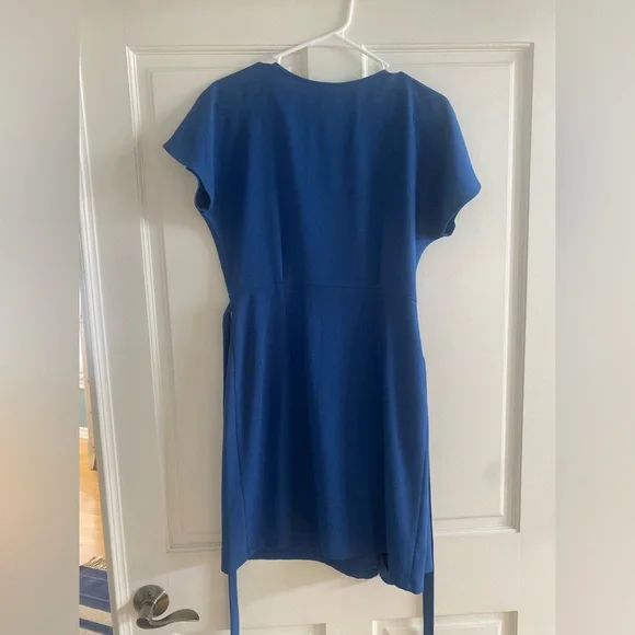 Nordstrom Bobeau Ink Blue Crepe Short Sleeve Wrap Mini Dress - Picture 8 of 9